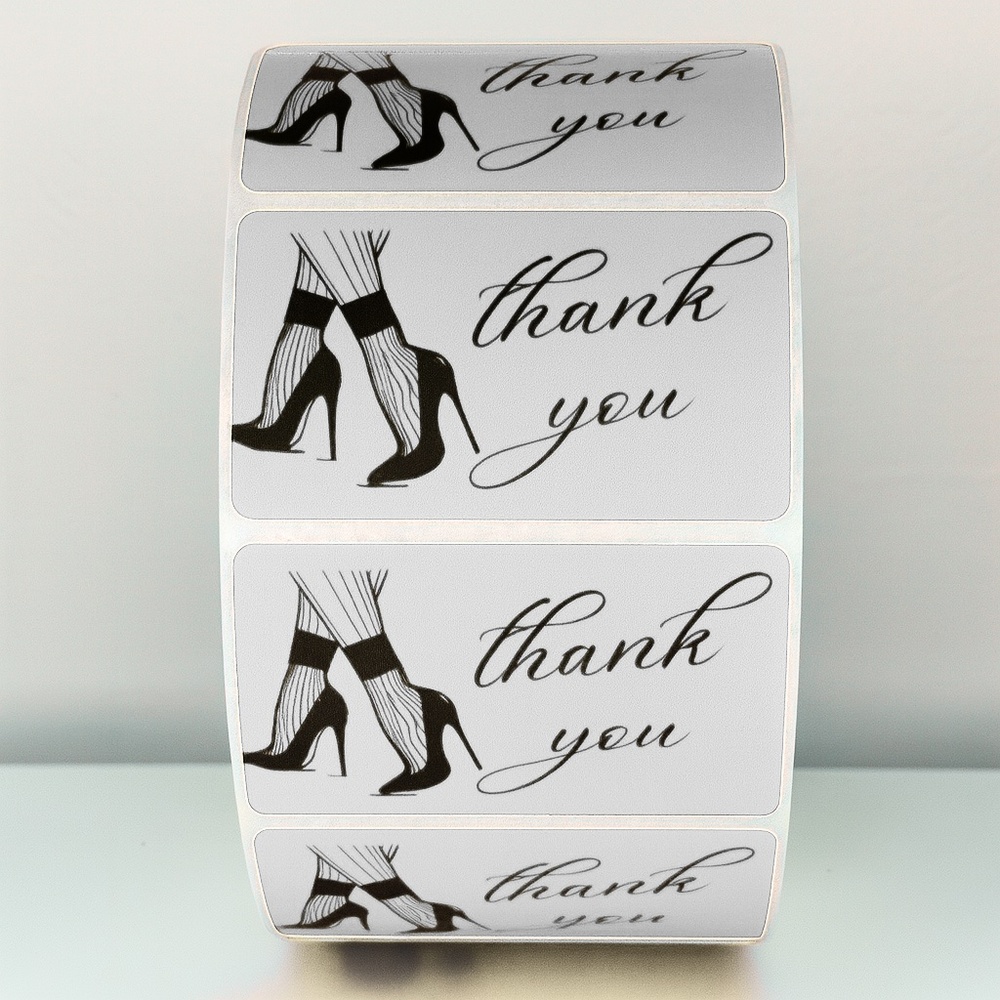 Chic Thank You Stickers - High Heels & Stockings Design Small Business Packaging - Picture 10 of 11
